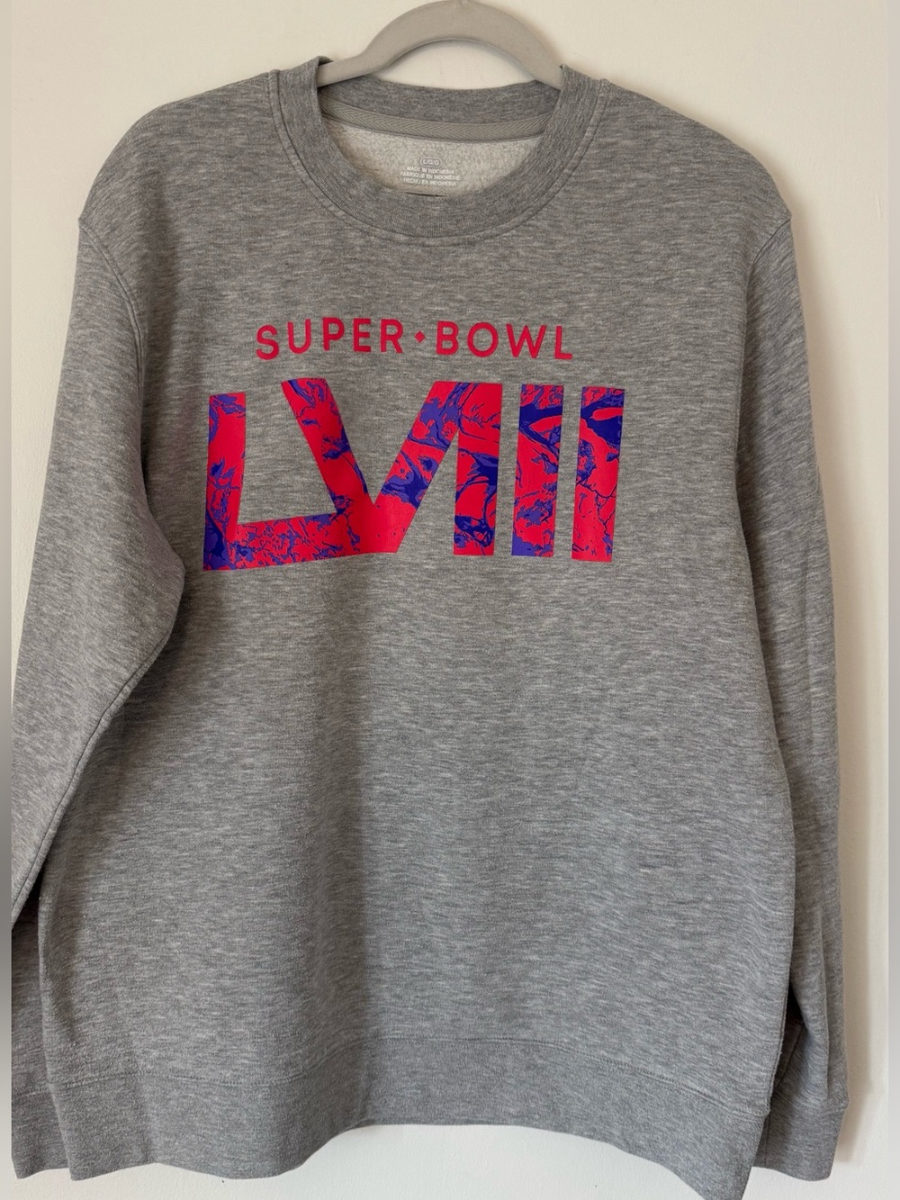 Fanatics Super Bowl LVIII Marble Crewneck Sweatshirt Gray Men’s Large